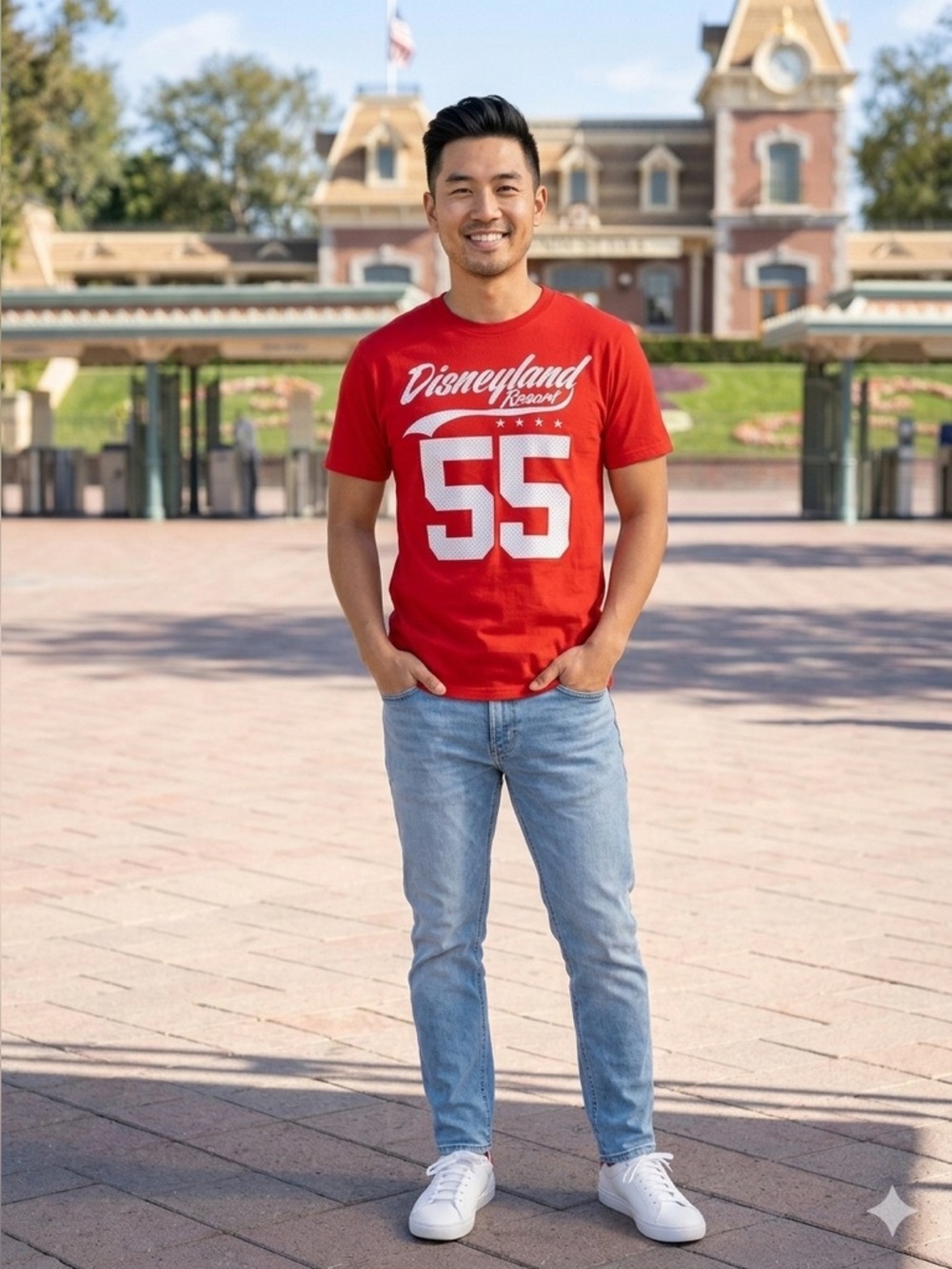 Disneyland Resort Red '55' Graphic Tee- Size Large